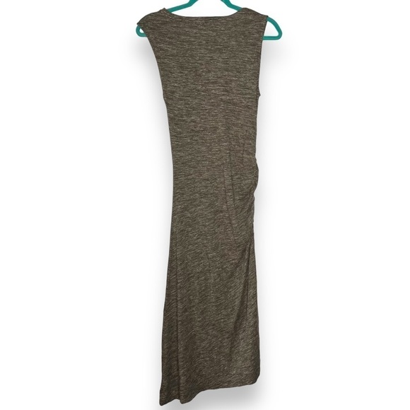 Anthro Margaret Oleary Midi Dress Size Small Ruched Short Sleeve Taupe Jersey - Picture 1 of 7